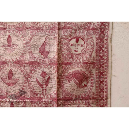 Madhubani ❁ Tussar Silk Hand Painted Dupatta ❁ 12