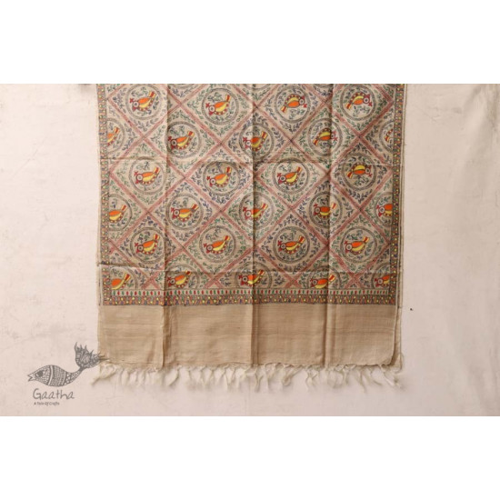 Madhubani ❁ Tussar Silk Hand Painted Dupatta ❁ 13