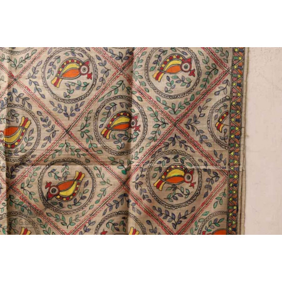 Madhubani ❁ Tussar Silk Hand Painted Dupatta ❁ 13