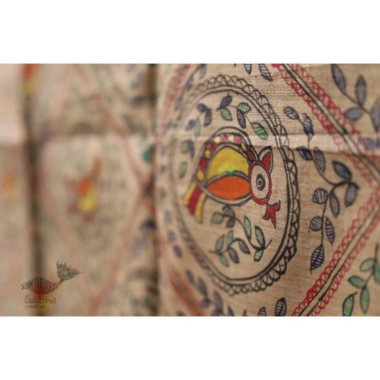 Madhubani ❁ Tussar Silk Hand Painted Dupatta ❁ 13