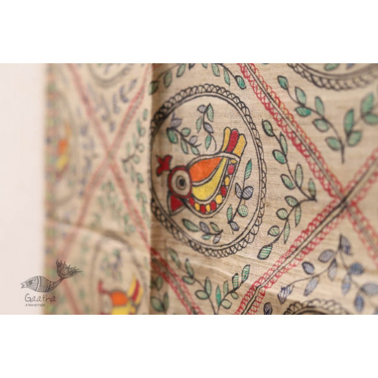 Madhubani ❁ Tussar Silk Hand Painted Dupatta ❁ 13