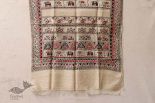 Madhubani ❁ Tussar Silk Hand Painted Dupatta ❁ 15