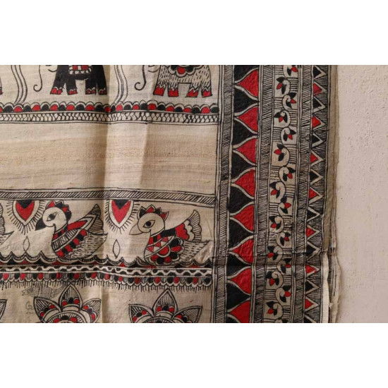 Madhubani ❁ Tussar Silk Hand Painted Dupatta ❁ 15