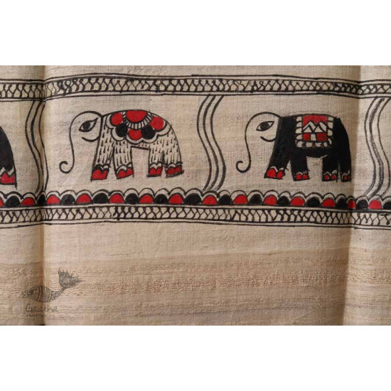 Madhubani ❁ Tussar Silk Hand Painted Dupatta ❁ 15