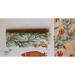 Madhubani ❁ Tussar Silk Hand Painted Dupatta ❁ 1