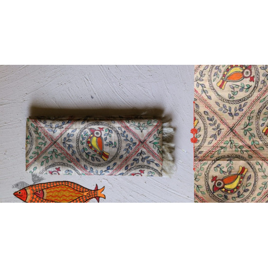 Madhubani ❁ Tussar Silk Hand Painted Dupatta ❁ 13