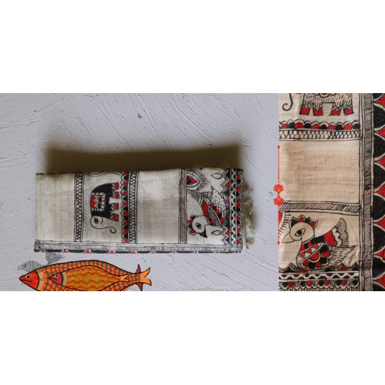 Madhubani ❁ Tussar Silk Hand Painted Dupatta ❁ 15