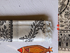 Madhubani ❁ Tussar Silk Hand Painted Dupatta ❁ 5