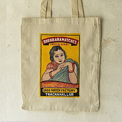 Carnival on Canvas | Matchbox Label Painted on Canvas Tote / Bag