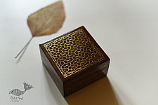 Tarkashi | Wooden Brass Inlay Box ( 3"x3"x2" )