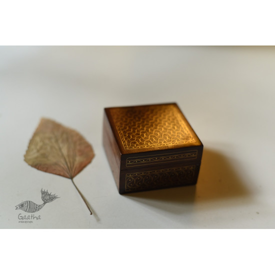 shop Wooden Brass Inlay Box - 3"x3"x2"