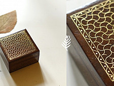 Tarkashi | Wooden Brass Inlay Box ( 3"x3"x2" )