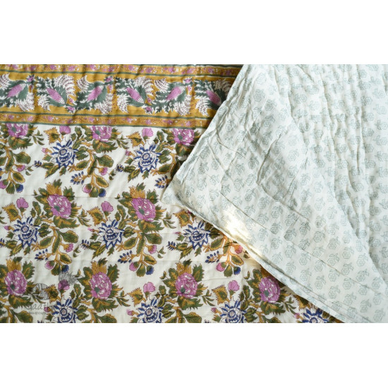 shop Jaipuri Razai / Quilt - Sanganeri Block Print Double Bed