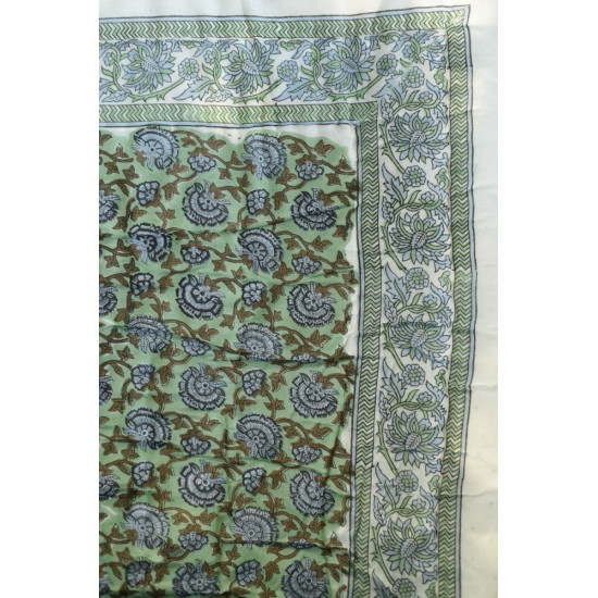 shop Sanganeri Jaipuri Razai - Light Weight Quilt (Double Bed) - Green Flower