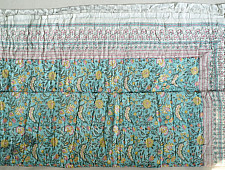 Thaat Baat | Sanganeri Jaipuri Razai - Light Weight Quilt (Double Bed) - Sea Blue Color