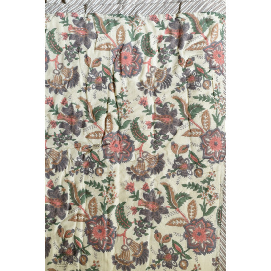 shop Pure Cotton Sanganeri Jaipuri Razai/Quilt (Single Bed)