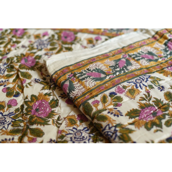 shop Jaipuri Razai / Quilt - Sanganeri Block Printed Single Bed