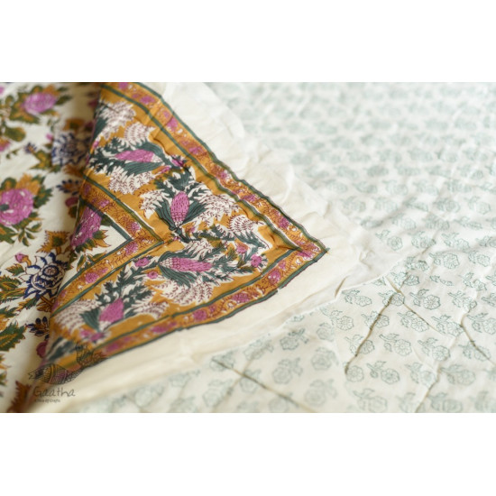 shop Jaipuri Razai / Quilt - Sanganeri Block Printed Single Bed