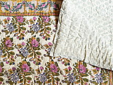 Thaat Baat | Jaipuri Razai / Quilt - Sanganeri Block Printed Single Bed - Pure Cotton