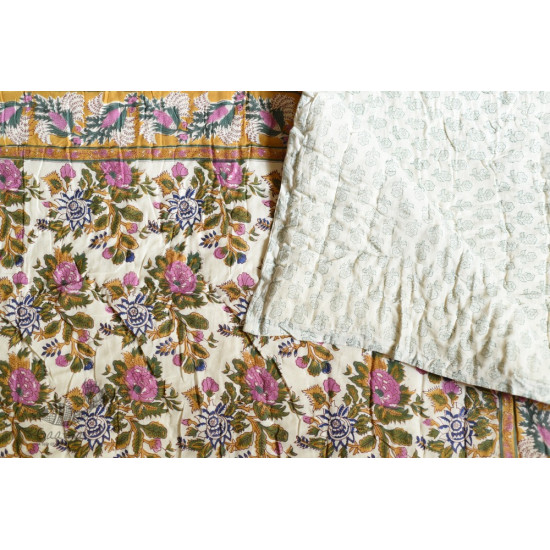 shop Jaipuri Razai / Quilt - Sanganeri Block Printed Single Bed