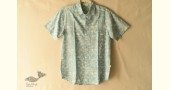 shop  Sanganeri Blok Print - Cotton Half Sleeve Shirt - Sky Blue