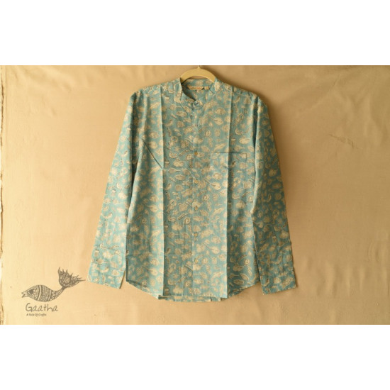 shop Sanganeri printed Cotton Full Sleeve Shirt - Sky Blue