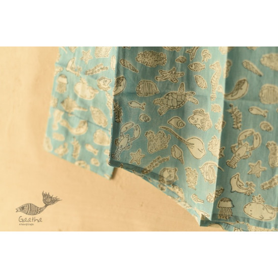 shop  Sanganeri Blok Print - Cotton Half Sleeve Shirt - Sky Blue