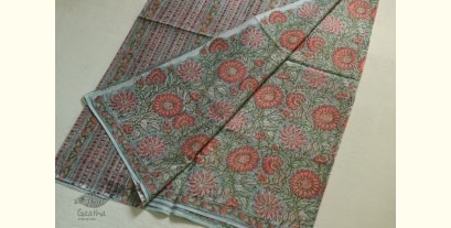 Kumudini . कुमुदिनी | Sanganeri Block Print - Kota Cotton Saree - Green