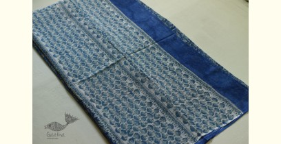 Kumudini . कुमुदिनी | Kota Cotton Blue Saree with Sanganeri Hand Block Patterns
