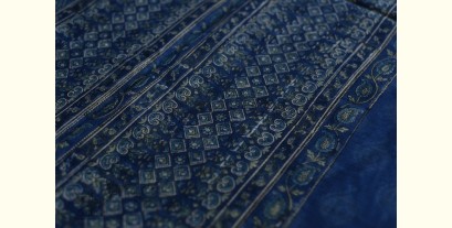 Kumudini . कुमुदिनी | Sanganeri Block Print - Kota Cotton Saree - Blue