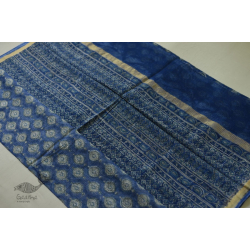 Kumudini . कुमुदिनी | Kota Cotton Saree - Sanganeri Block Printed - Blue