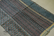 Kumudini . कुमुदिनी | Kota Cotton Saree - Sanganeri Block Printed - Bluish Grey Color