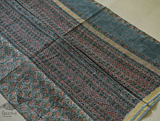 Kumudini . कुमुदिनी | Kota Cotton Saree - Sanganeri Block Printed - Bluish Grey Color