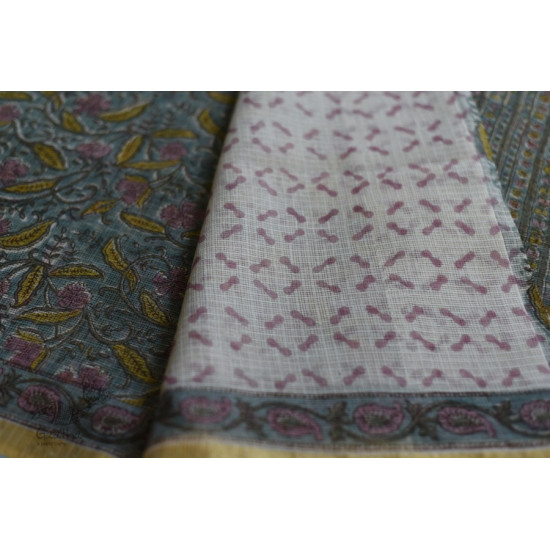 shop Sanganeri Block Prints - Kota Cotton Saree  with Zari Border