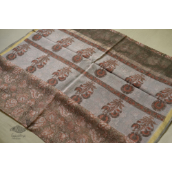 Kumudini . कुमुदिनी | Sanganeri Block Prints - Kota Cotton Saree  with Zari Border - P