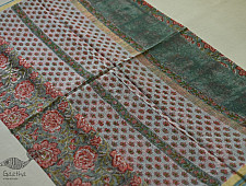 Kumudini . कुमुदिनी | Sanganeri Block Prints - Kota Cotton Saree  with Zari Border - Pink Roses