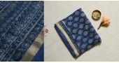 shop Kota Cotton Blue Saree - Sanganeri Block Printed
