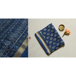 Kumudini . कुमुदिनी | Kota Cotton Saree - Sanganeri Block Printed - Blue