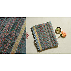 Kumudini . कुमुदिनी | Kota Cotton Saree - Sanganeri Block Printed - Bluish Grey Color