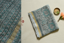 Kumudini . कुमुदिनी | Kota Cotton Saree - Sanganeri Block Printed - Light Blue