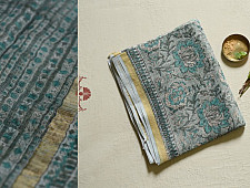 Kumudini . कुमुदिनी | Kota Cotton Saree - Sanganeri Block Printed - Light Blue