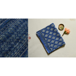 Kumudini . कुमुदिनी | Sanganeri Block Print - Kota Cotton Saree - Blue