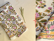 Landscapes Under My Roof | Sanganeri Handblock Printed Double Bedsheet  with Pillow Covers- E