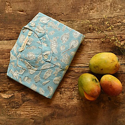Summer Love | Sanganeri Block Printed - Cotton Full Sleeve Shirt - Sky Blue