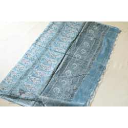 Kumudini . कुमुदिनी ~ Sanganeri Block Print - Kota Cotton Saree - Sky Blue