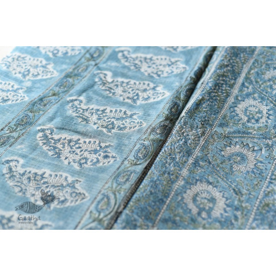 shop sanganeri block printed kota cotton saree - Sky Blue