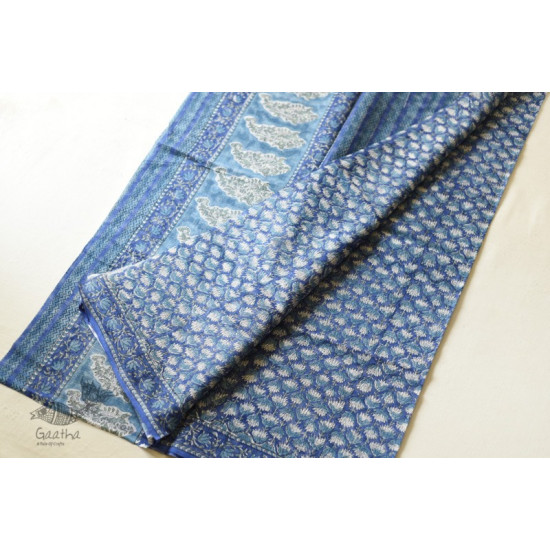 shop sanganeri block printed kota cotton saree Blue