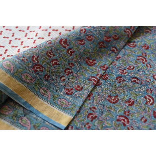 shop Sanganeri Red Rose Block Printed - Kota Cotton Saree