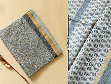 Kumudini . कुमुदिनी ~  Kota Cotton Saree With Zari Border - Sanganeri Flower Prints
