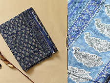 Kumudini . कुमुदिनी ~ Sanganeri Block Print - Kota Cotton Blue Saree